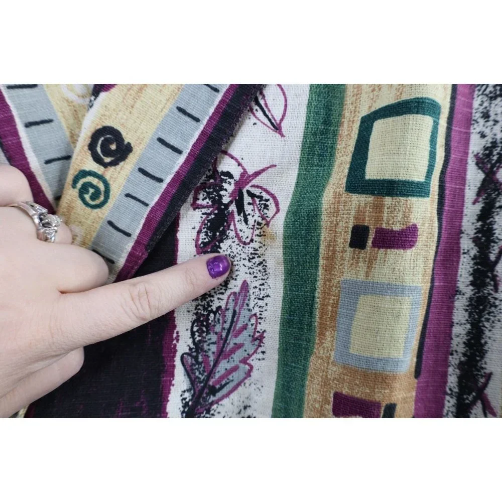 Vintage 90s Lagenlook 2XL Flax Linen Blend Abstract Button Blazer Jacket USA - Picture 5 of 9